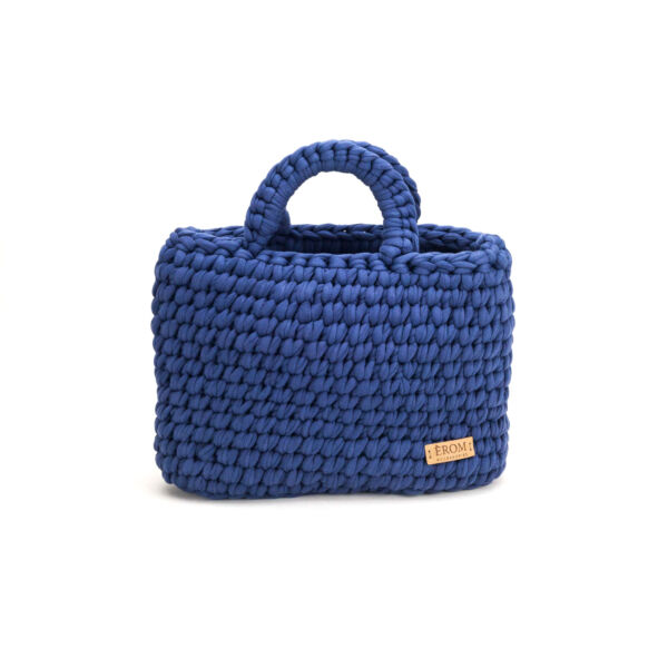 Pólófonalból horgolt táska - kicsi basic winsor-kék | P5101